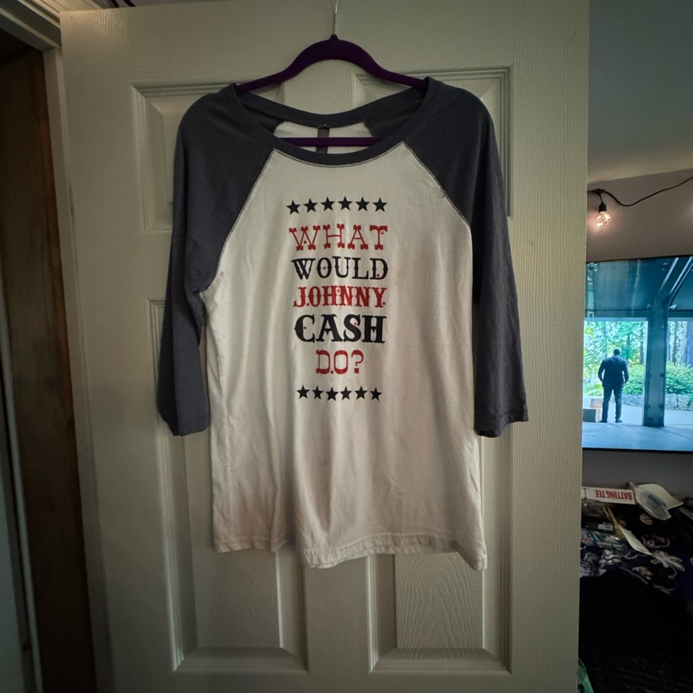 Blue & White Womens Graphic What would Johnny cash do tee